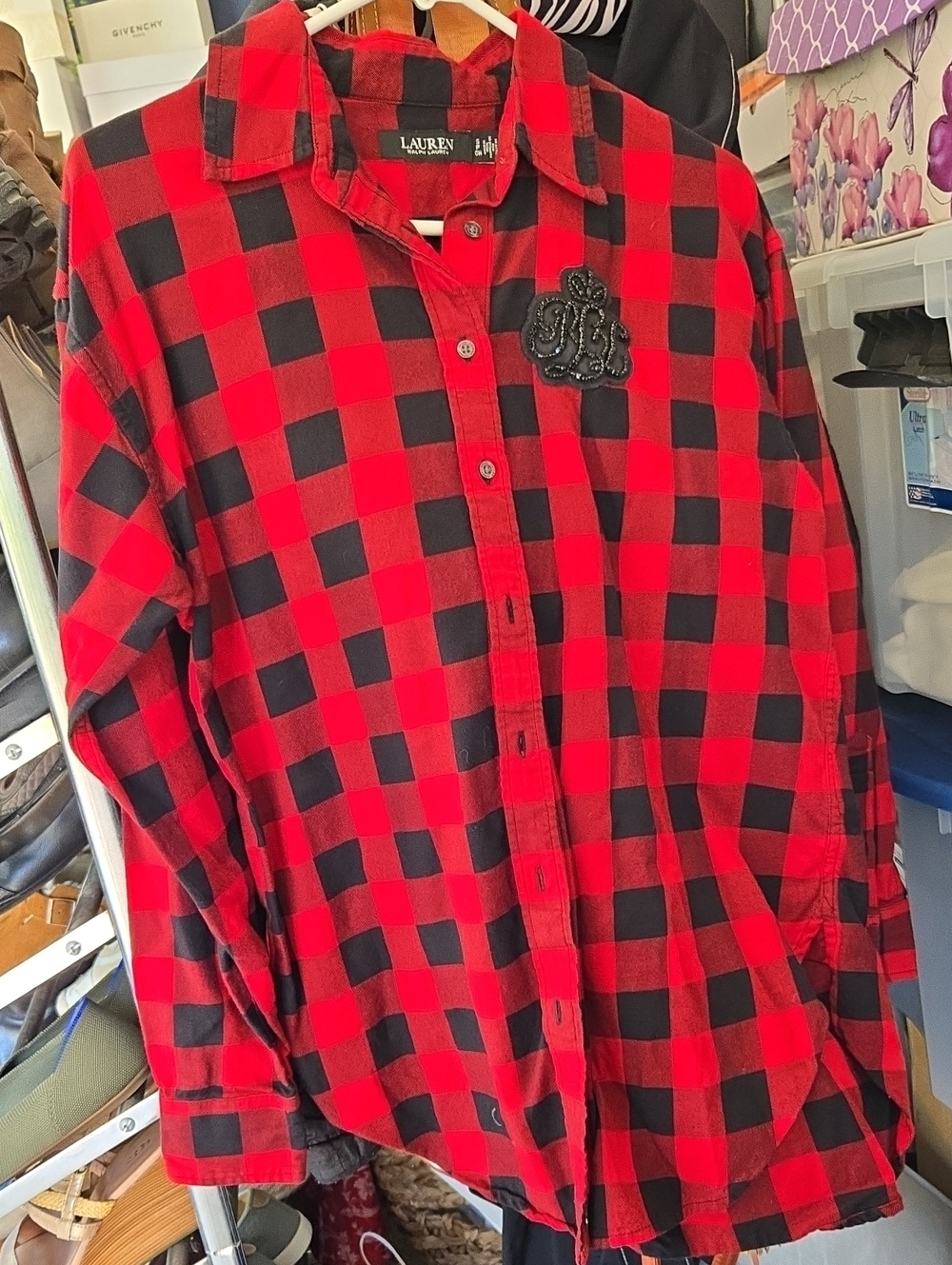 Lauren Ralph Lauren Red and Black Buffalo Check Button-Down Shirt